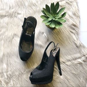 Guess Black Sling Back Heels